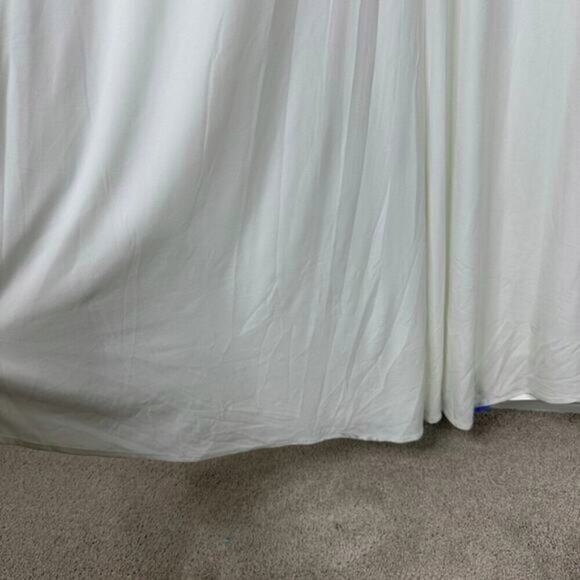 FLAWED - NWT Mac Duggal V-Neck Long Sleeve High Slit Gown White 10 #7939 - Picture 8 of 13